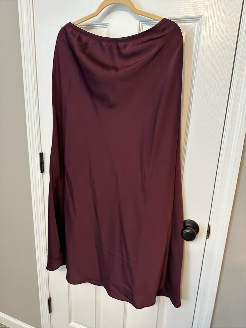 a new day Burgundy Satin Maxi Skirt